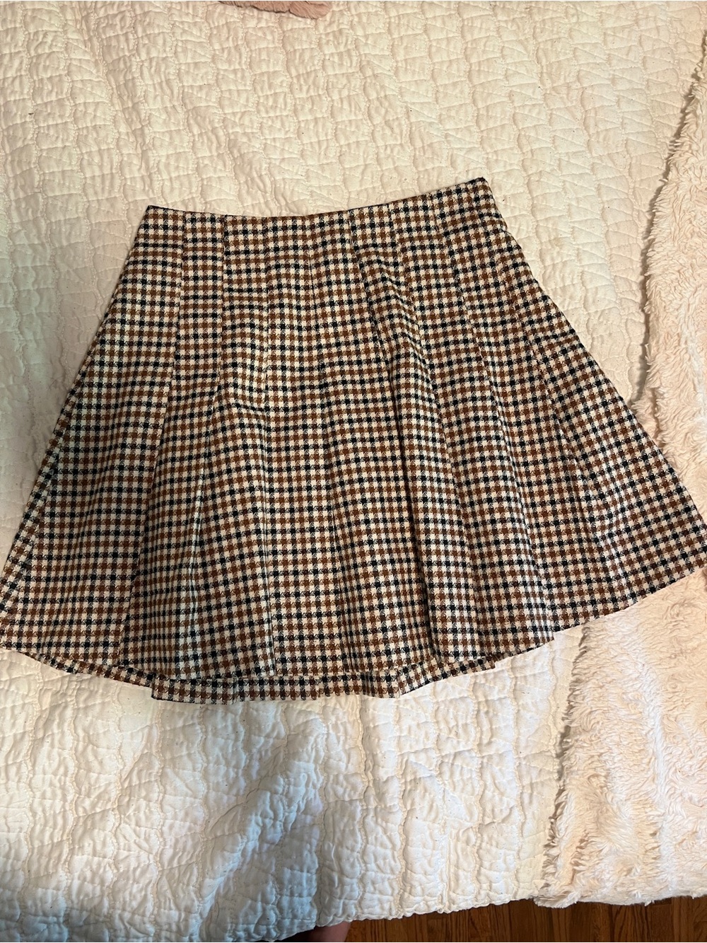 Plaid High-Waist Mini Skirt in Brown and Black